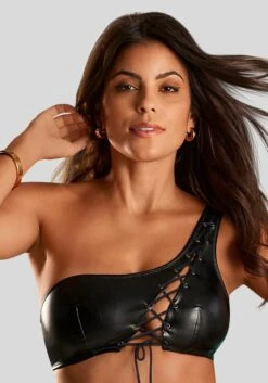 JETTE Bralette-BH, Aus Elastischem Material In Leder-Optik, Sexy Dessous