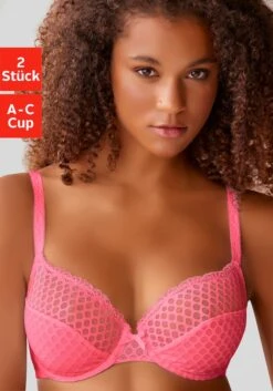 Petite Fleur Bügel-BH, (Packung, 2 Stück), Aus Grafischer Spitze, Dessous