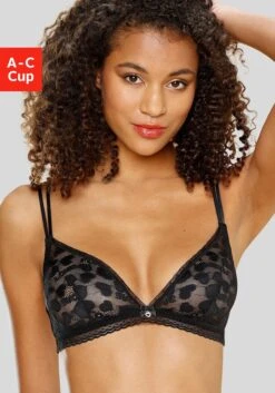 Petite Fleur Gold Bralette-BH, Aus Weichem Mesh Mit Herzchen Muster