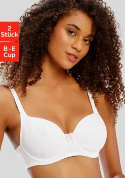 Petite Fleur Bügel-BH, (Packung, 2 Stück), Mit Vichy-Karoschleife, Basic Dessous