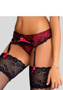 JETTE Strapsgürtel, Mit Farbig Unterlegter Spitze