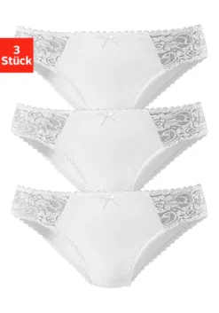 Petite Fleur Jazz-Pants Slips, (Packung, 3 St.), Mit Floraler Spitze Seitlich