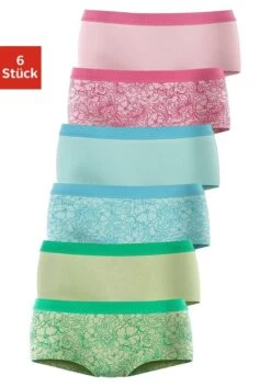 Petite Fleur Panty, (Packung, 6 St.), Mit Schönem Blumendruck Und In Unifarben