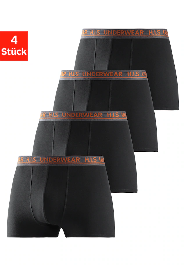 H.I.S Boxer, (Packung, 4 St.), Mit Bequemem Stretchbündchen