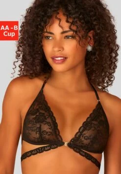 Petite Fleur Gold Bralette-BH, Aus Dezent Transparenter Spitze Mit Bänder-Optik, Sexy Dessous