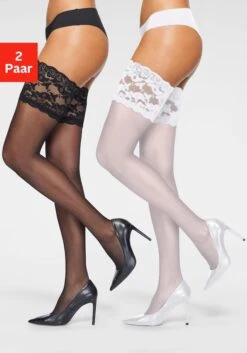 Vivance Halterlose Feinstrümpfe, 20 DEN, (2 Paar), Mit Breitem Spitzenband