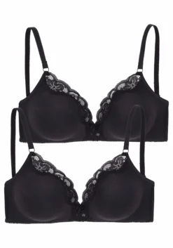 Petite Fleur Bralette-BH, (Packung, 2 Stück), Ohne Bügel Aus Baumwolle Mit Spitze, Basic Dessous
