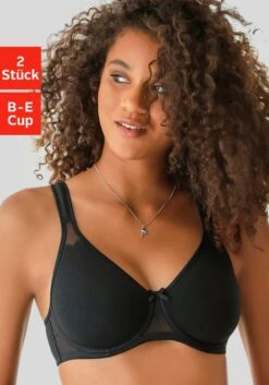 Petite Fleur T-Shirt-BH, (Packung, 2 Stück), Mit Bügel Und Netzeinsätzen, Basic Dessous