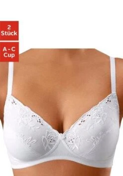 Petite Fleur Bügelloser BH, (Packung, 2 Stück), Mit Hübscher Baumwollstickerei, Basic Dessous
