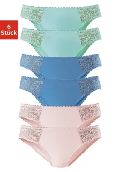 Petite Fleur Jazz-Pants Slips, (Packung, 6 St.), Mit Floraler Spitze Seitlich