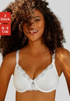 Petite Fleur Bügel-BH, (Packung, 2 Stück), Mit Zarter Jacquardspitze, Basic Dessous