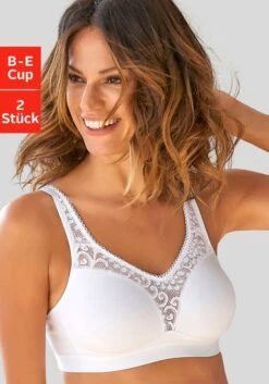 Petite Fleur Entlastungs-BH, (Packung, 2 Stück), Mit Femininer Spitze Im Doppelpack, Basic Dessous