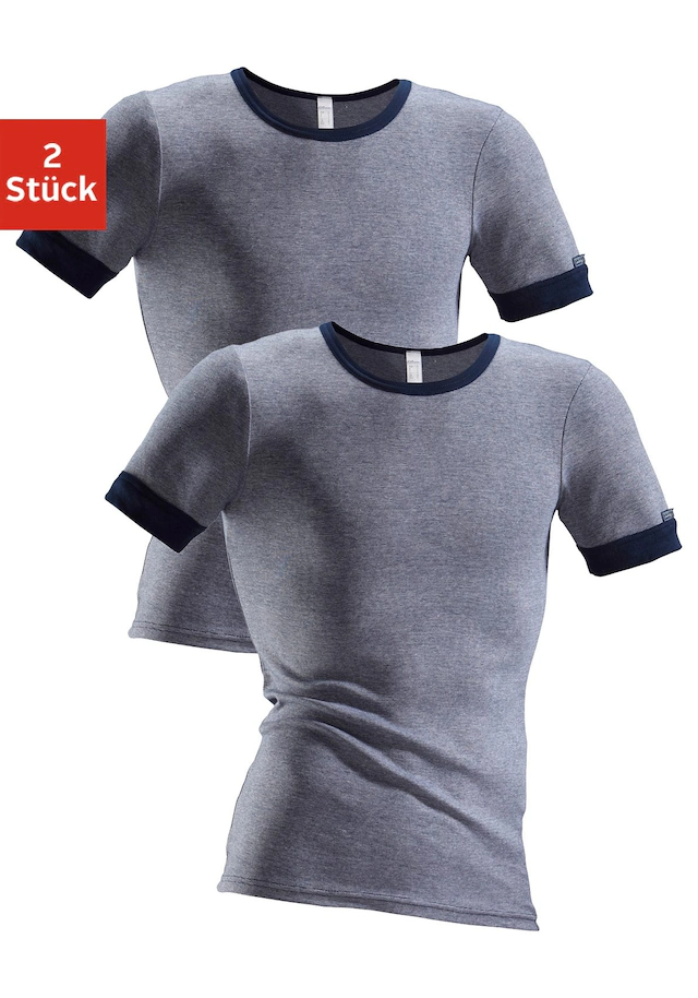 Clipper Exclusive Unterhemd, (2 St.), Modische Optik: Jeans Meliert, Tolle Baumwoll-Qualität